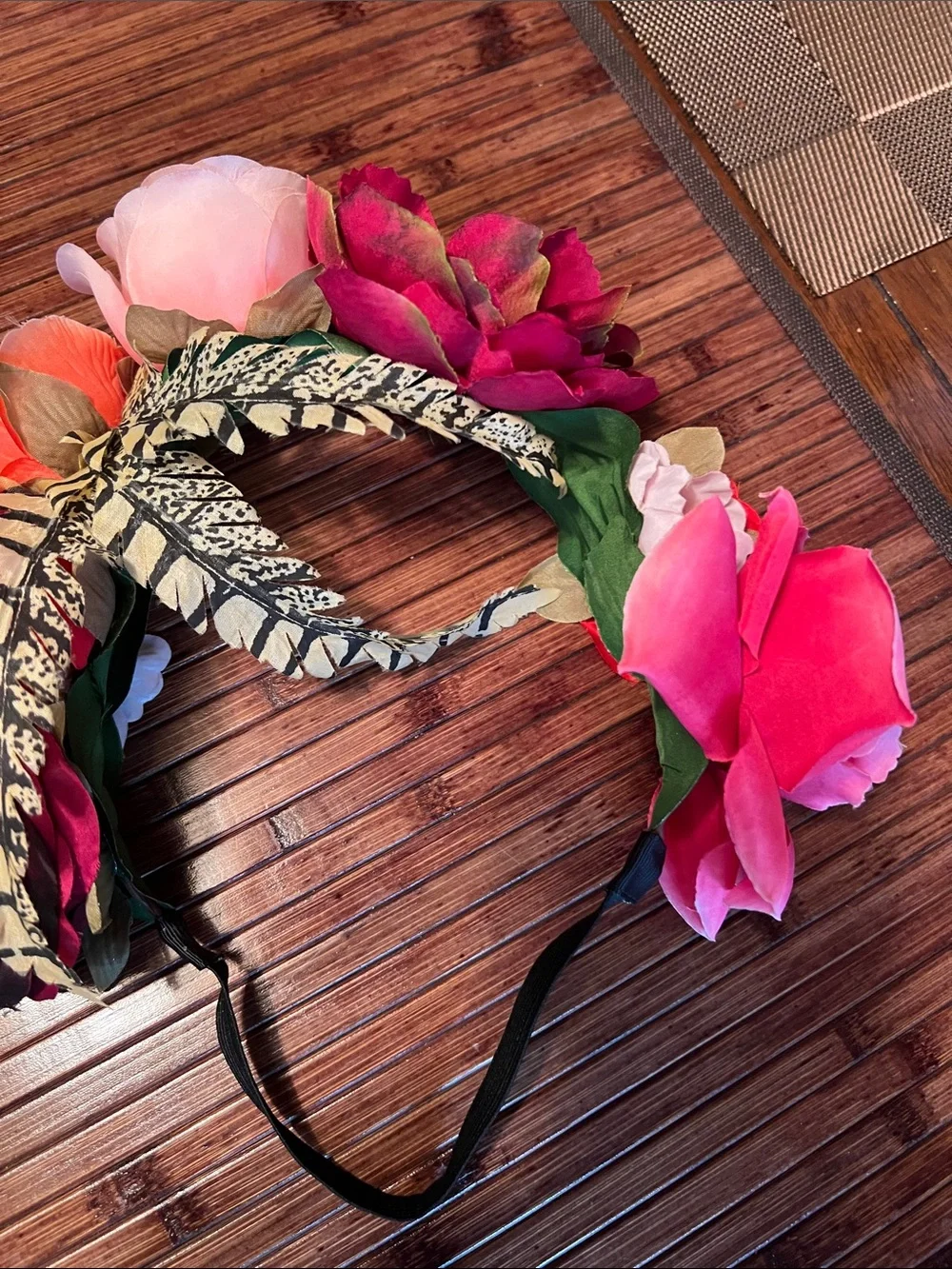 Floral Feather Headband - Pink, Fuchsia, Coral